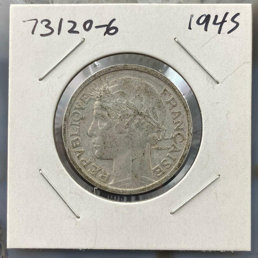 1945 France 2 Francs KM886a.1 WWII Liberty Head Collectible Coin #73120-6
