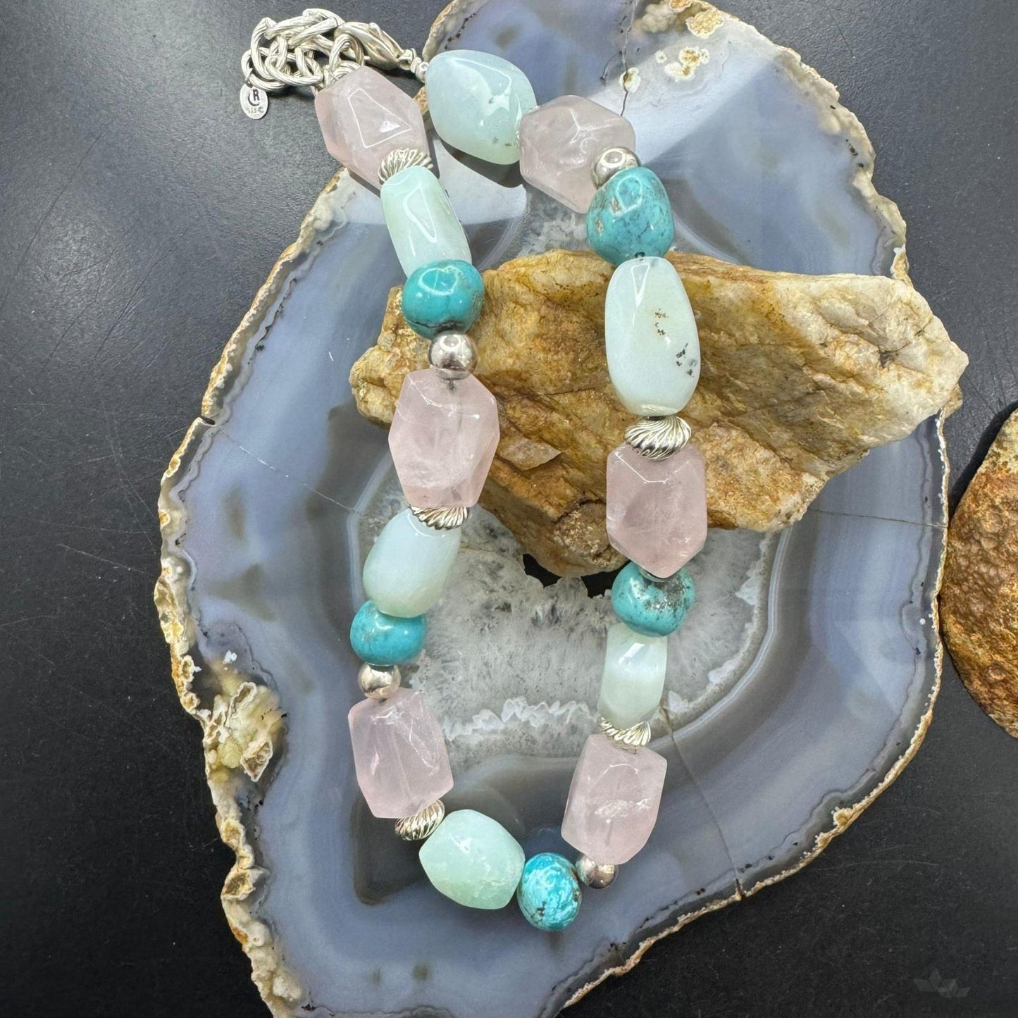 Carolyn Pollack Sterling Silver Ocean Shades Chunky Multi Beaded Necklace For Women