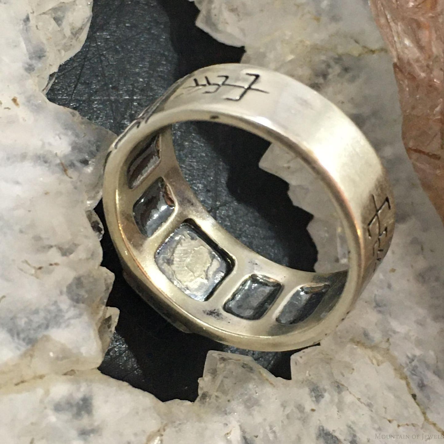 Carolyn Pollack Southwestern Style Sterling Silver Square Multistone Inlay Decorated Band Ring For Women