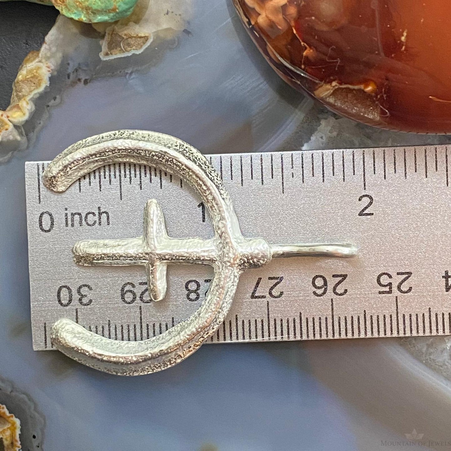 Ira Custer Native American Sterling Silver Tufa Cast Unisex Cross & Naja Pendant
