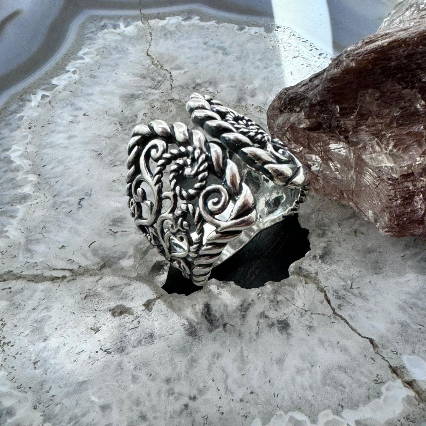 Carolyn Pollack Sterling Silver Decorated Engraved Adjustable Ring Size 9 For Women