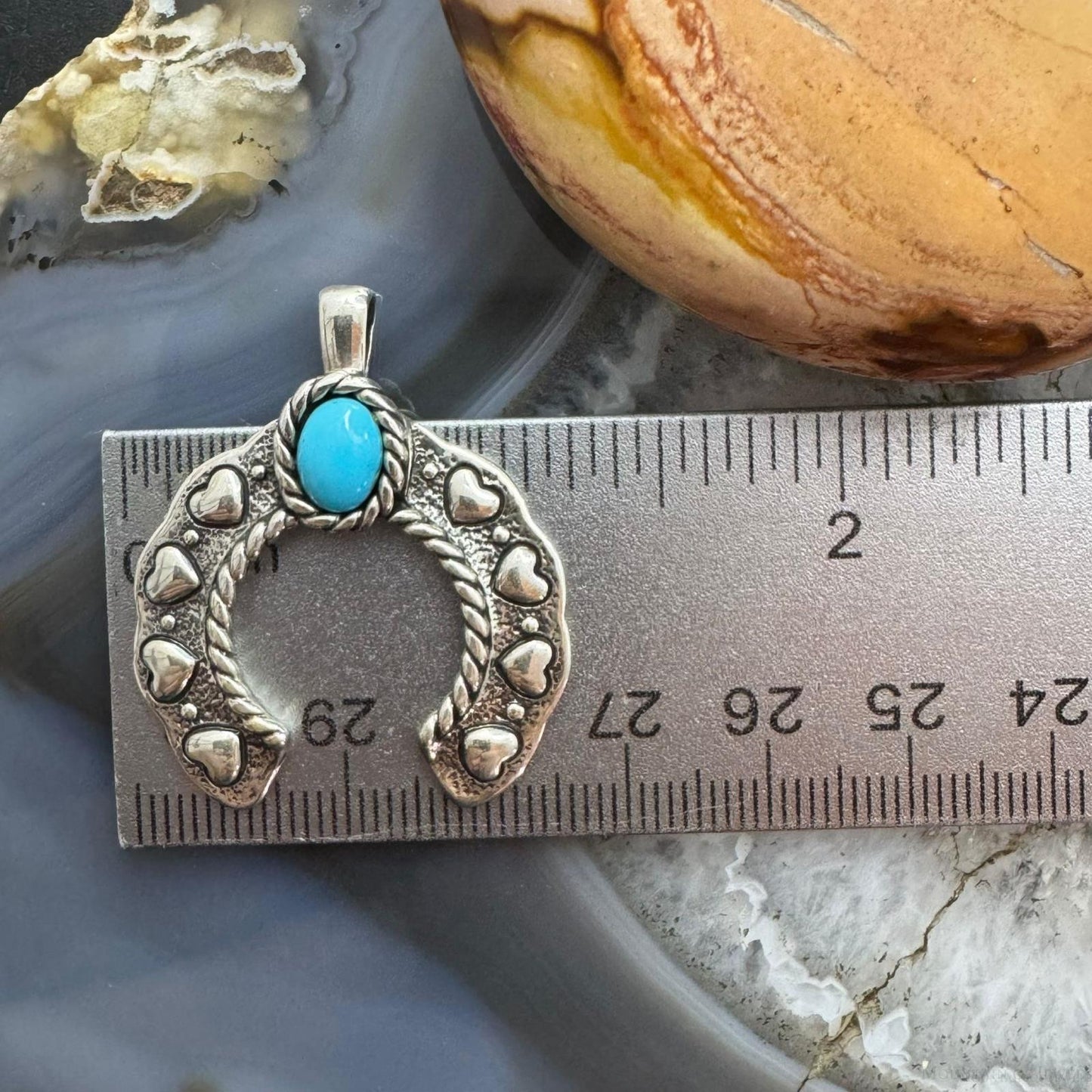 Carolyn Pollack Sterling Silver Turquoise Decorated Heart Naja Pendant For Women