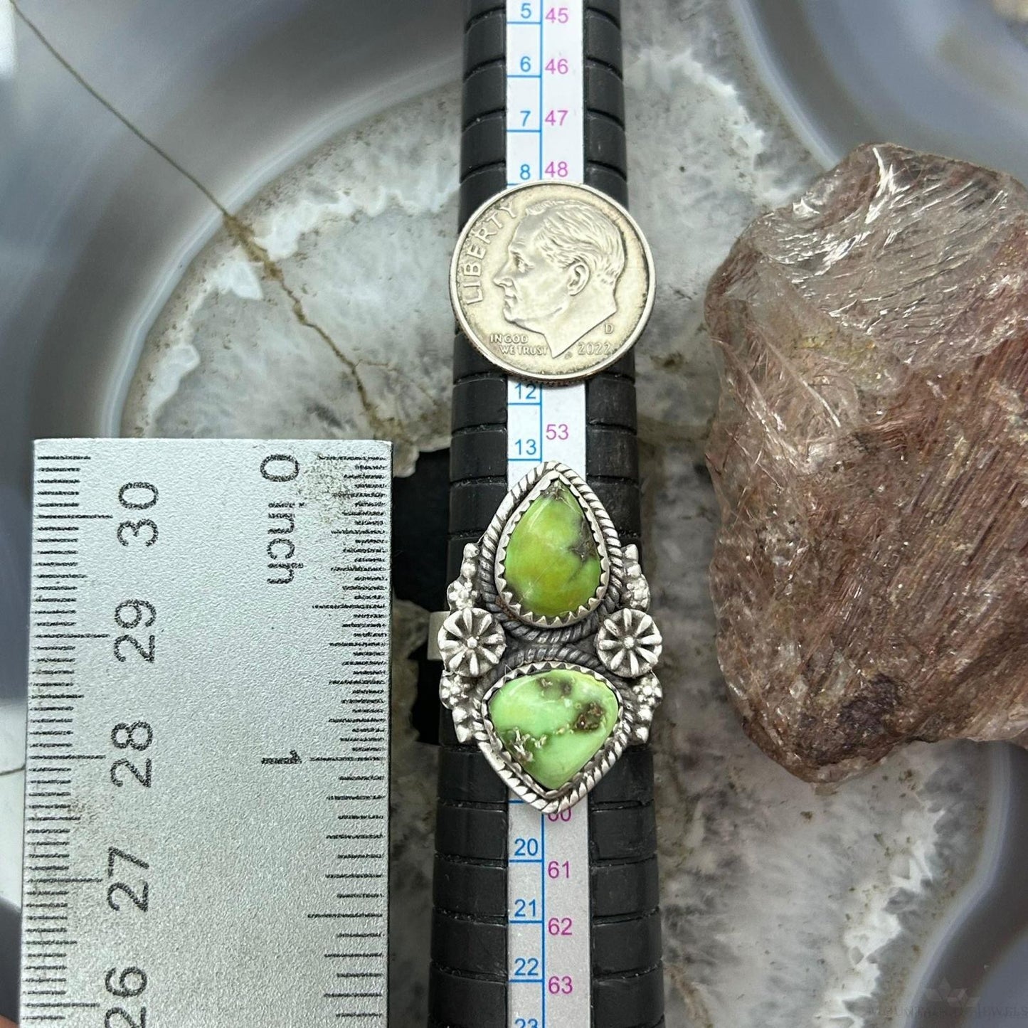 Sterling Silver Southwestern Style 2 Sonora Gold Turquoise Adjustable Ring For Women #9