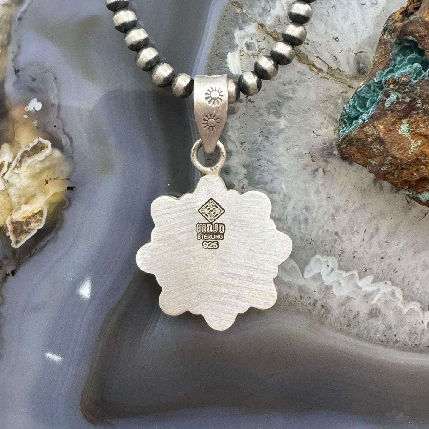 Sterling Silver Southwestern Style Turquoise Decorated Cluster Pendant For Women