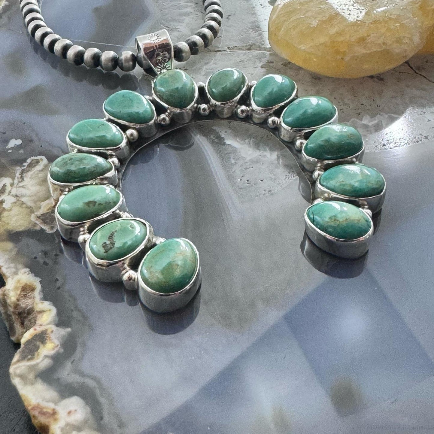 Sterling Silver Southwestern Style Turquoise Decorated Naja Pendant For Women