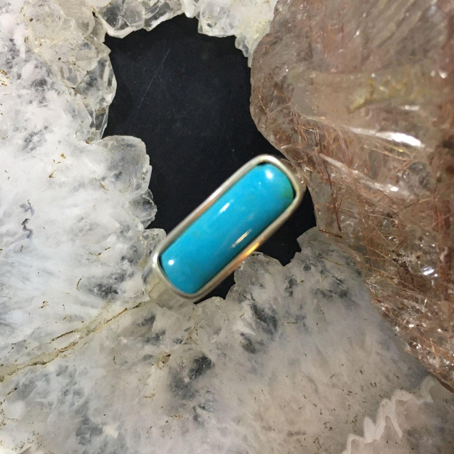Carolyn Pollack Southwestern Style Sterling Silver Rectangle Turquoise Ring For Women