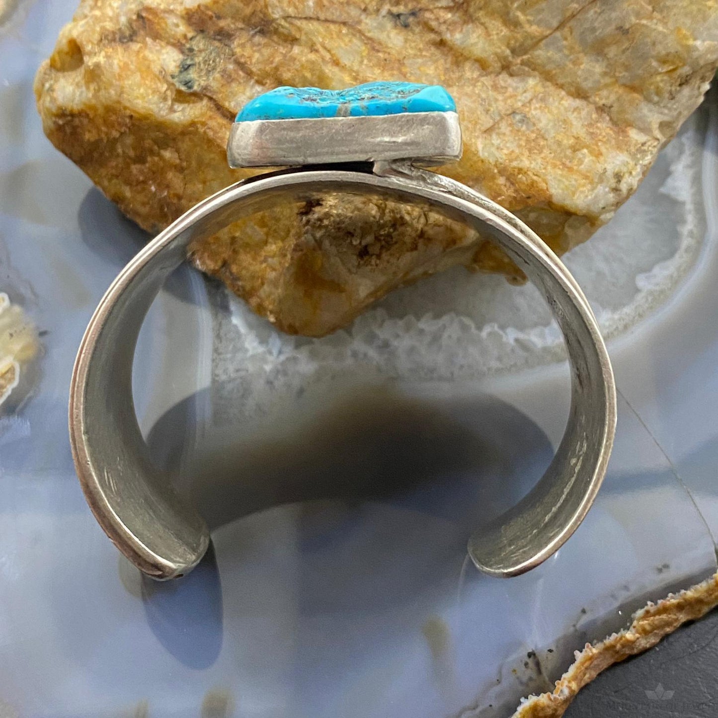 Native American Silver Chunky Turquoise Bracelet For Women