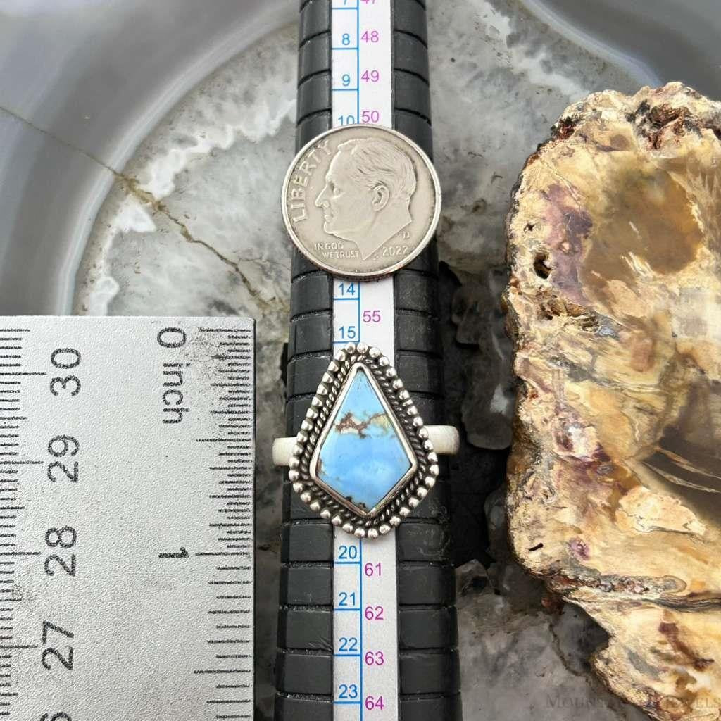 Sterling Silver Southwestern Style Kite Golden Hill Turquoise Adjustable Ring For Women