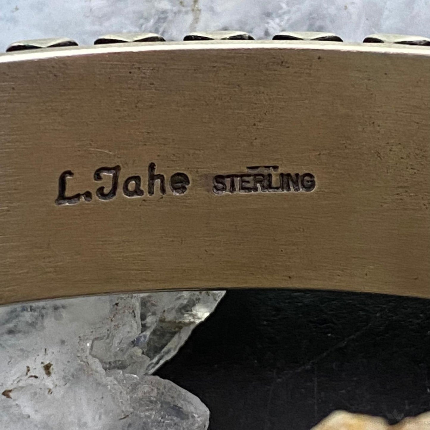 Leander Tahe Native American Sterling Heavy Geometric Bracelet For Men