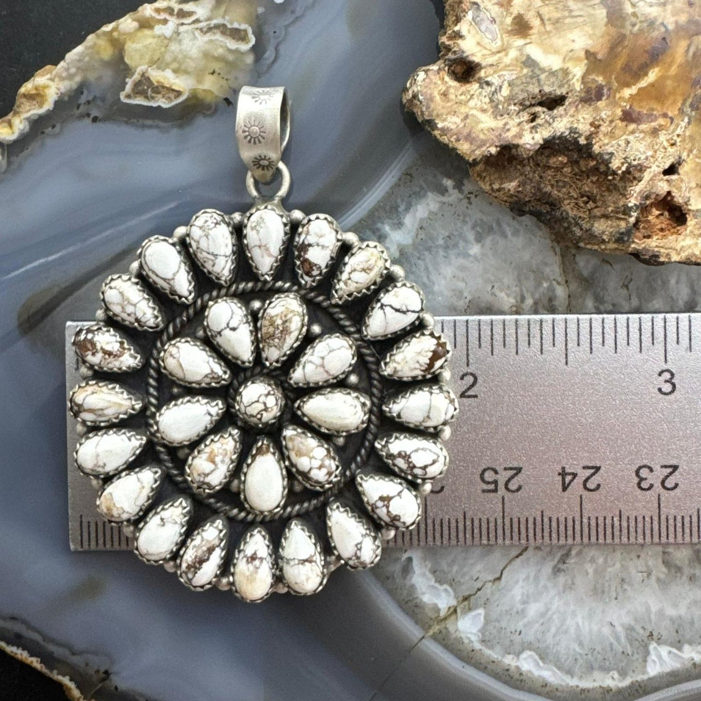 Sterling Silver Southwestern Style Teardrop Wild Horse Cluster Pendant For Women