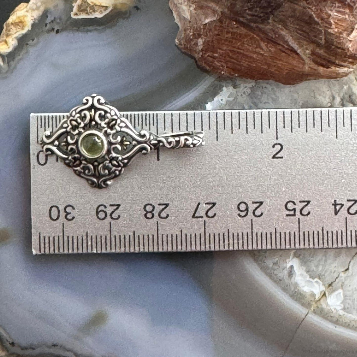 Carolyn Pollack Sterling Silver Peridot Dot Decorated Enhancer Pendant For Women