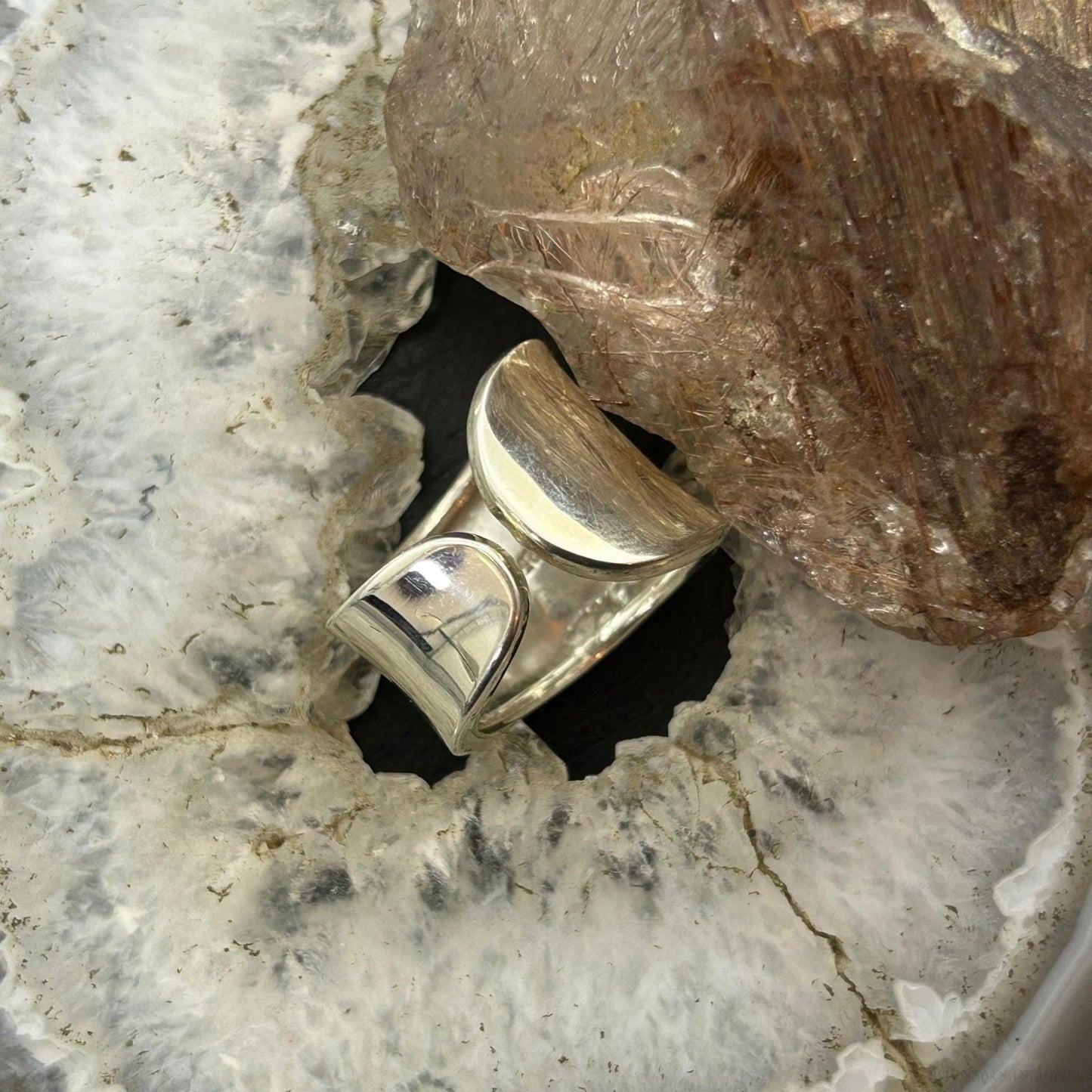 Sterling Silver Wide Open Band Fashion Ring For Women, Taxco Mexico