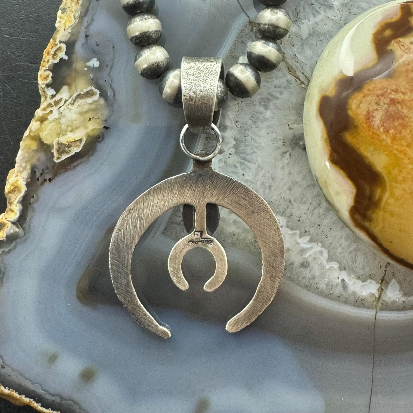 Eva & Linberg Billah Native American Sterling Silver Oval Turquoise Unisex Naja Pendant