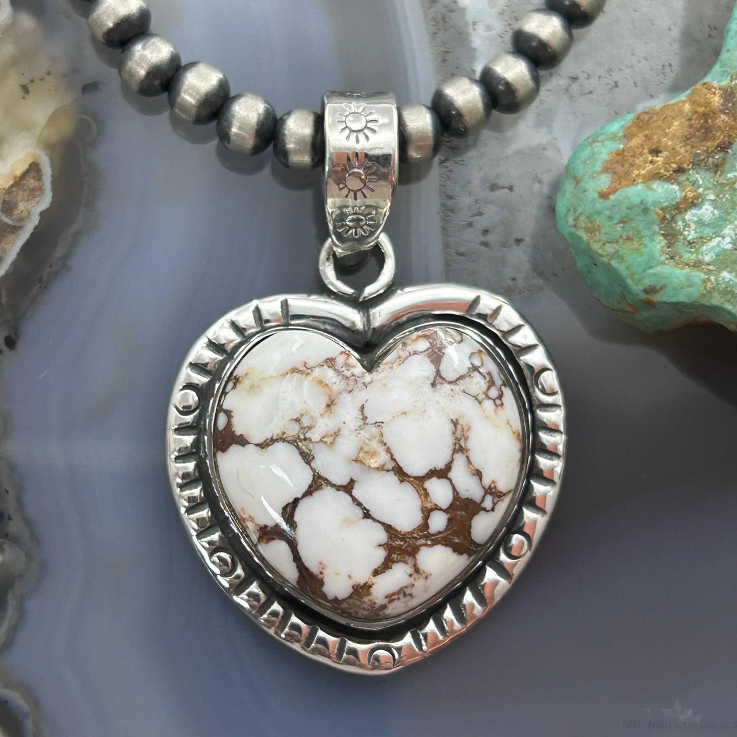 Sterling Silver Southwestern Style Wild Horse Decorated Heart Pendant For Women