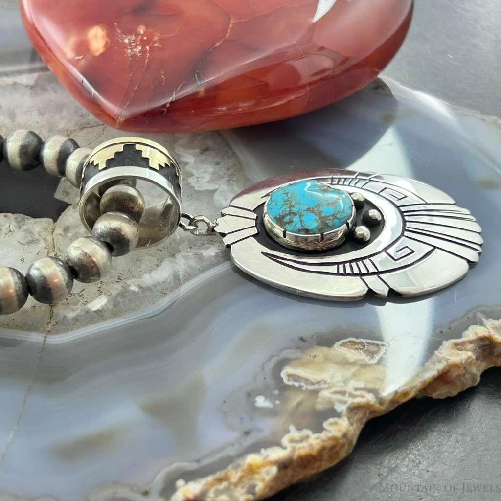Tommy & Rosita Singer Sterling Silver Overlay w/Turquoise Unisex Pendant