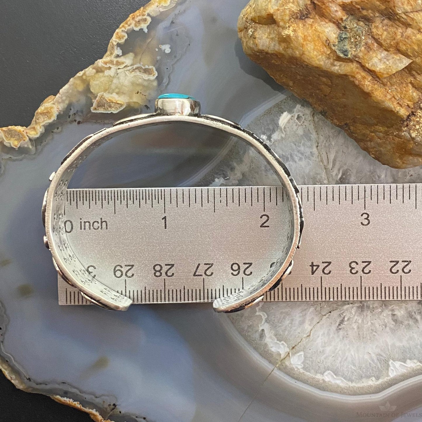 Alex Sanchez Native American Sterling Turquoise Petroglyph Bracelet For Women #2