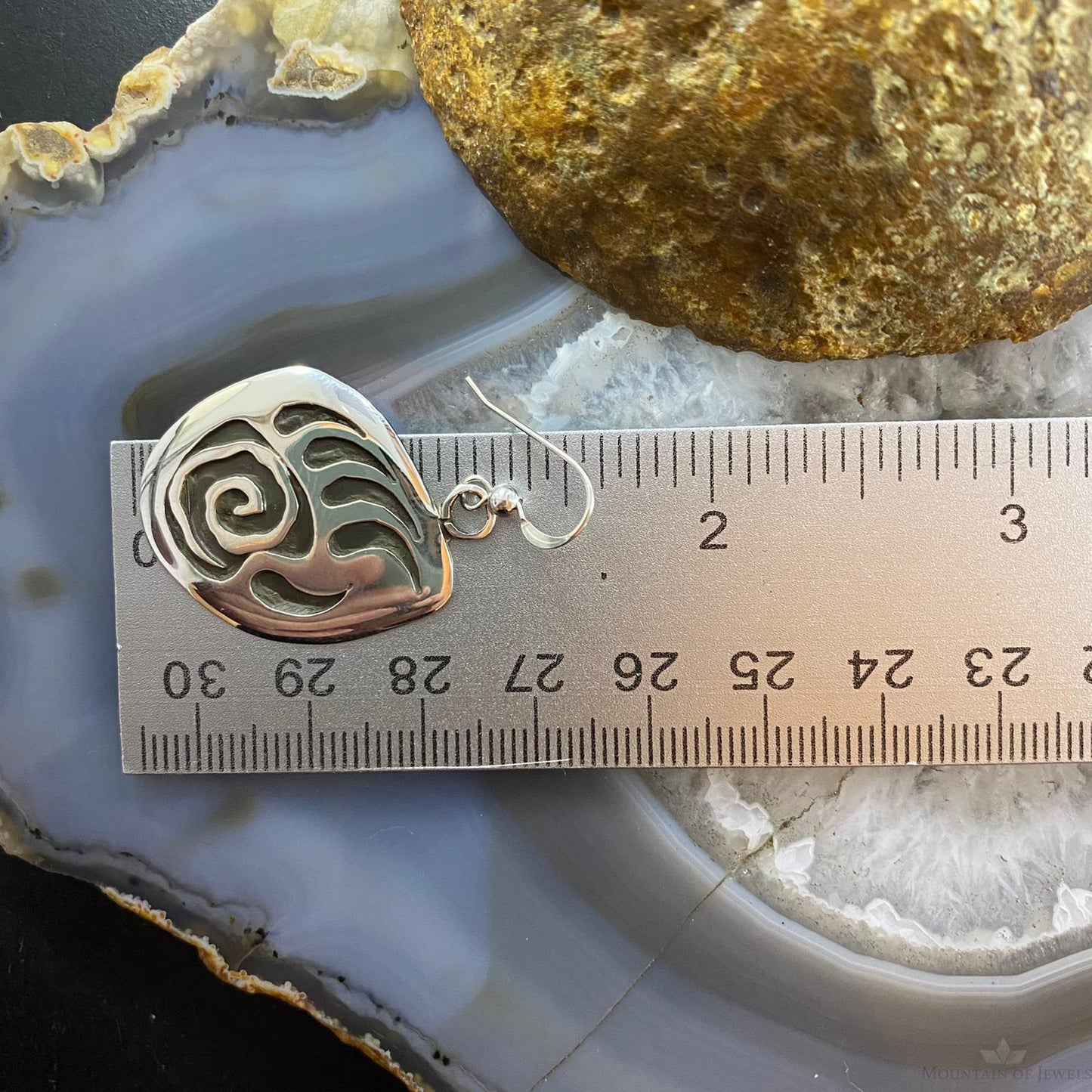 Brad Panteah Sterling Silver Overlay Bear Claw w/Circle of Life Dangle Earrings