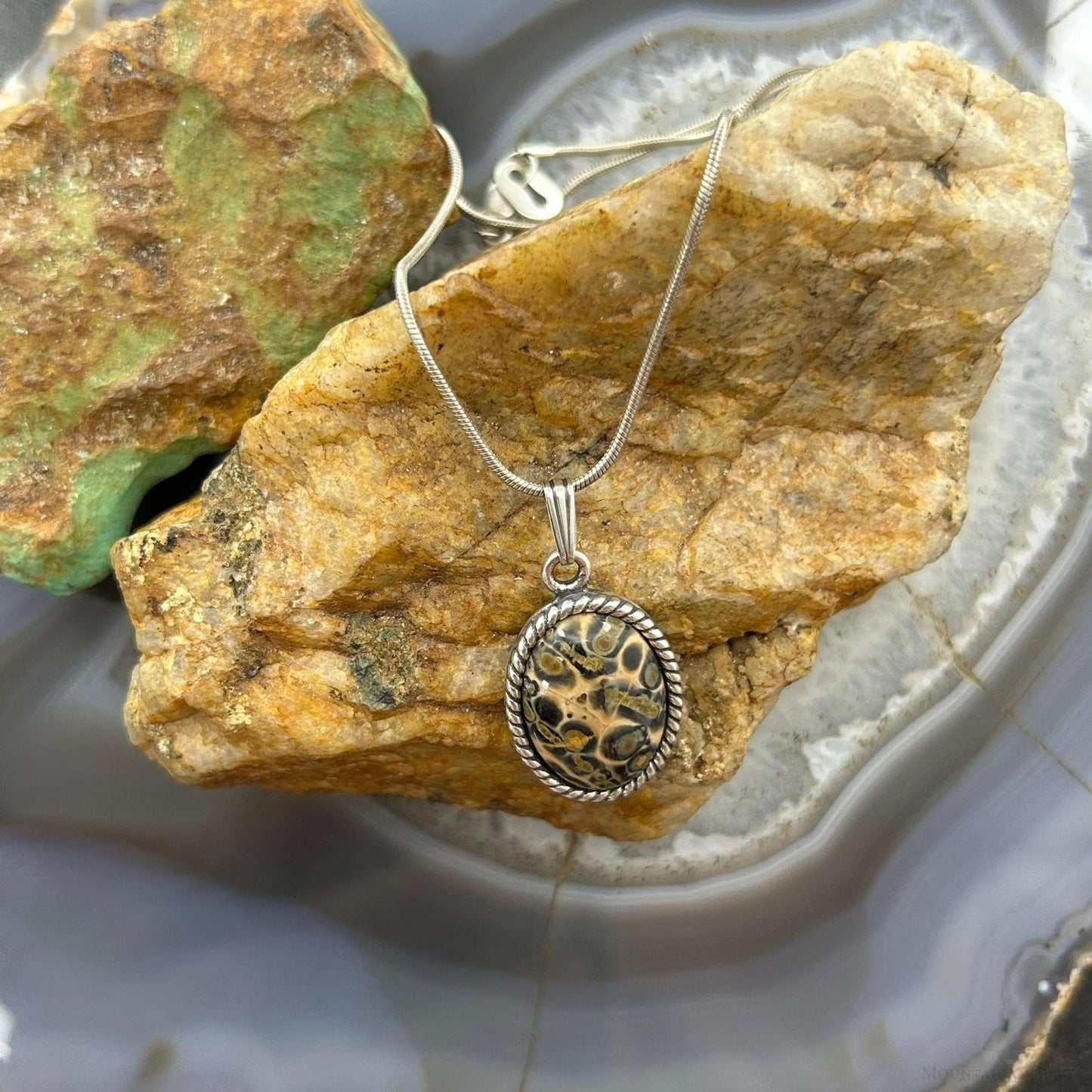 Carolyn Pollack Sterling Silver Picture Jasper Pendant with 16" Necklace For Women