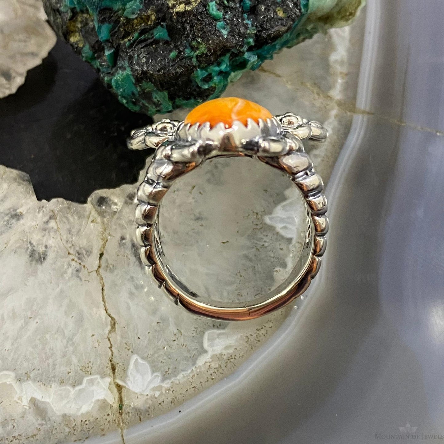 Carolyn Pollack Southwestern Style Sterling Silver Spiny Oyster Bee Ring For Women, Variety of Sizes