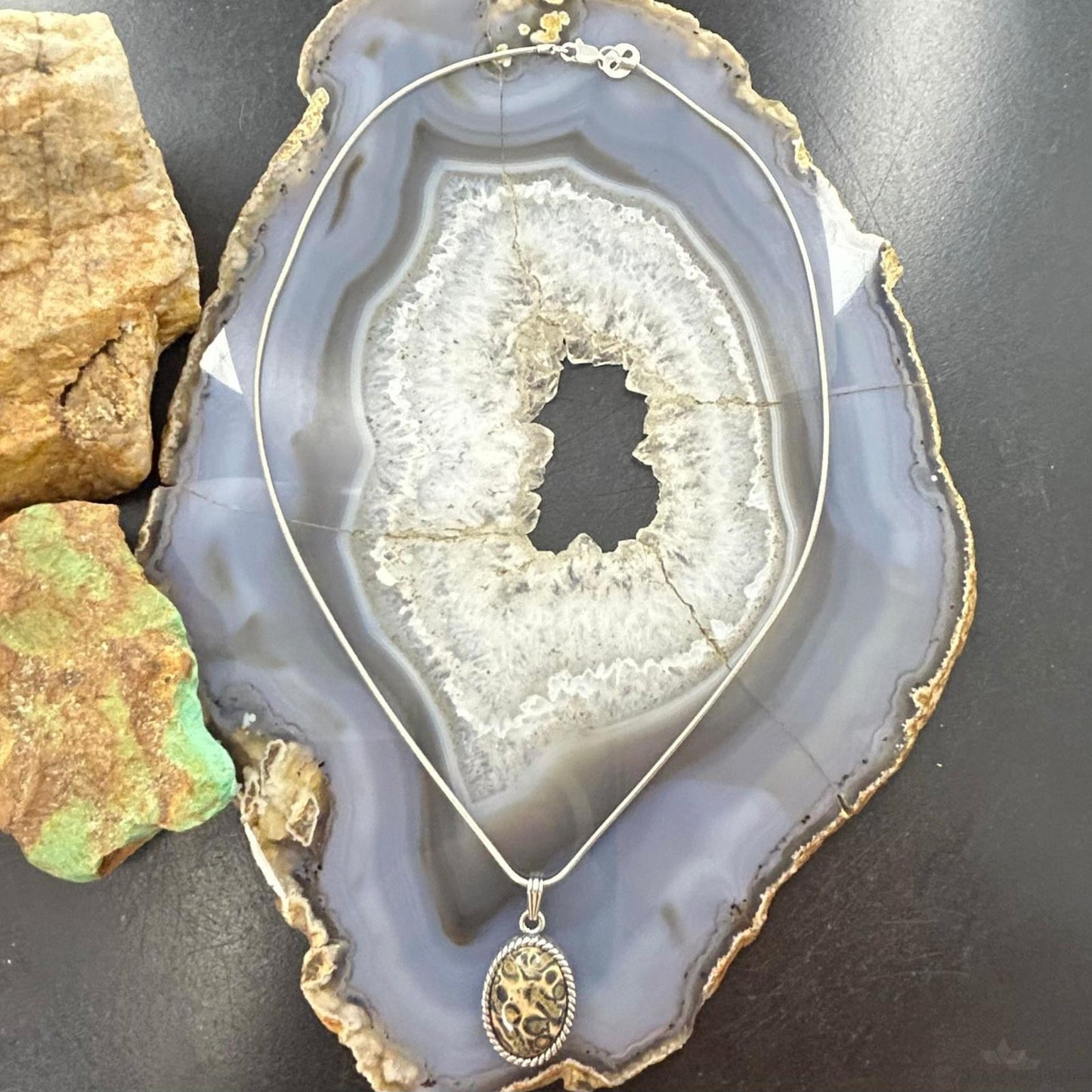 Carolyn Pollack Sterling Silver Picture Jasper Pendant with 16" Necklace For Women