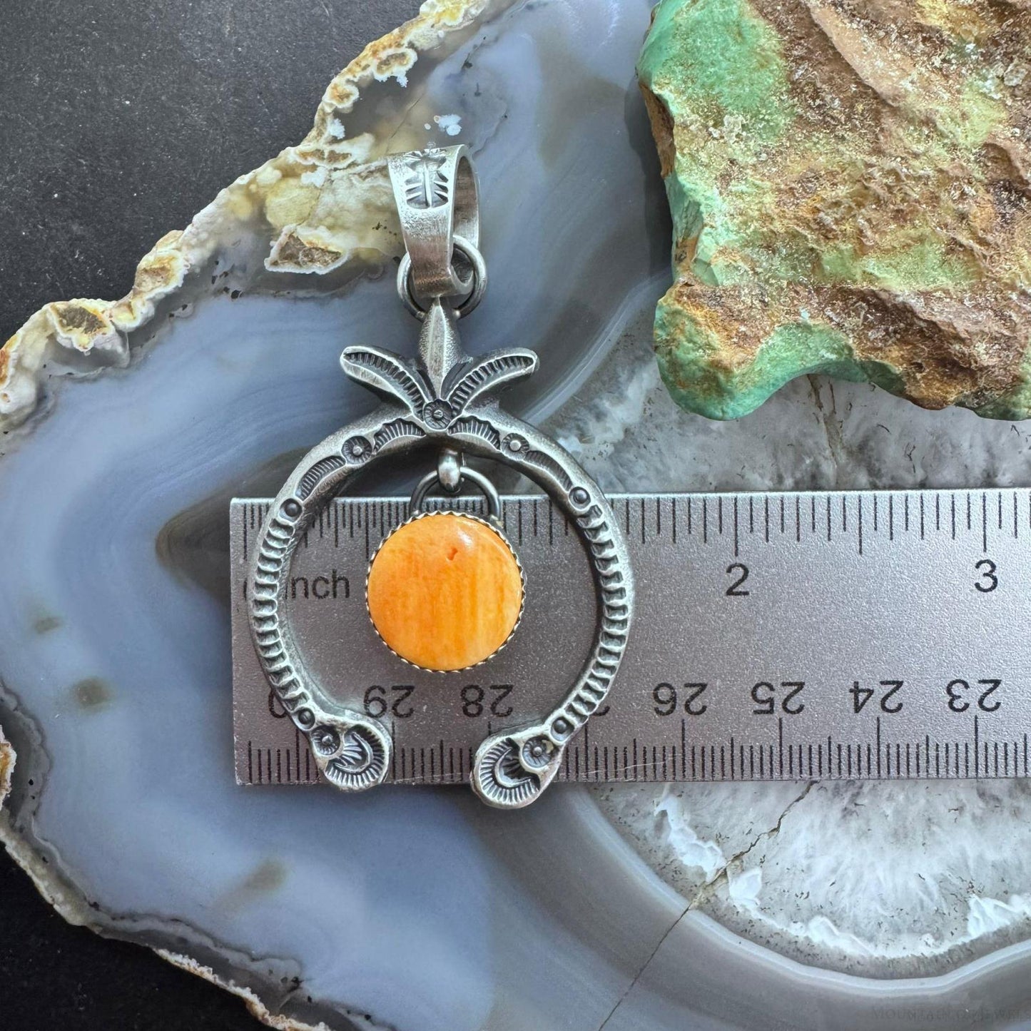 Eva & Linberg Billah Sterling Silver Orange Spiny Oyster Decorated Naja Pendant For Women