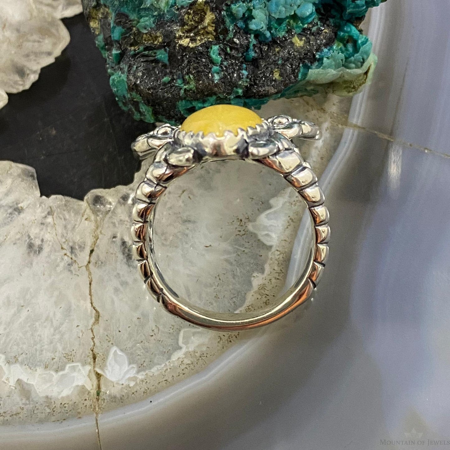 Carolyn Pollack Southwestern Style Sterling Silver Yellow Jasper Bee Ring For Women, Variety of Sizes
