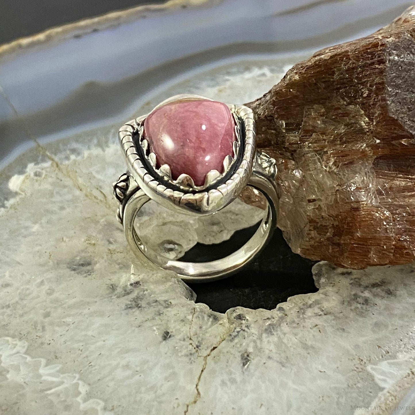 Carolyn Pollack Southwestern Style Sterling Silver Shield Rhodonite Ring Variety of Sizes