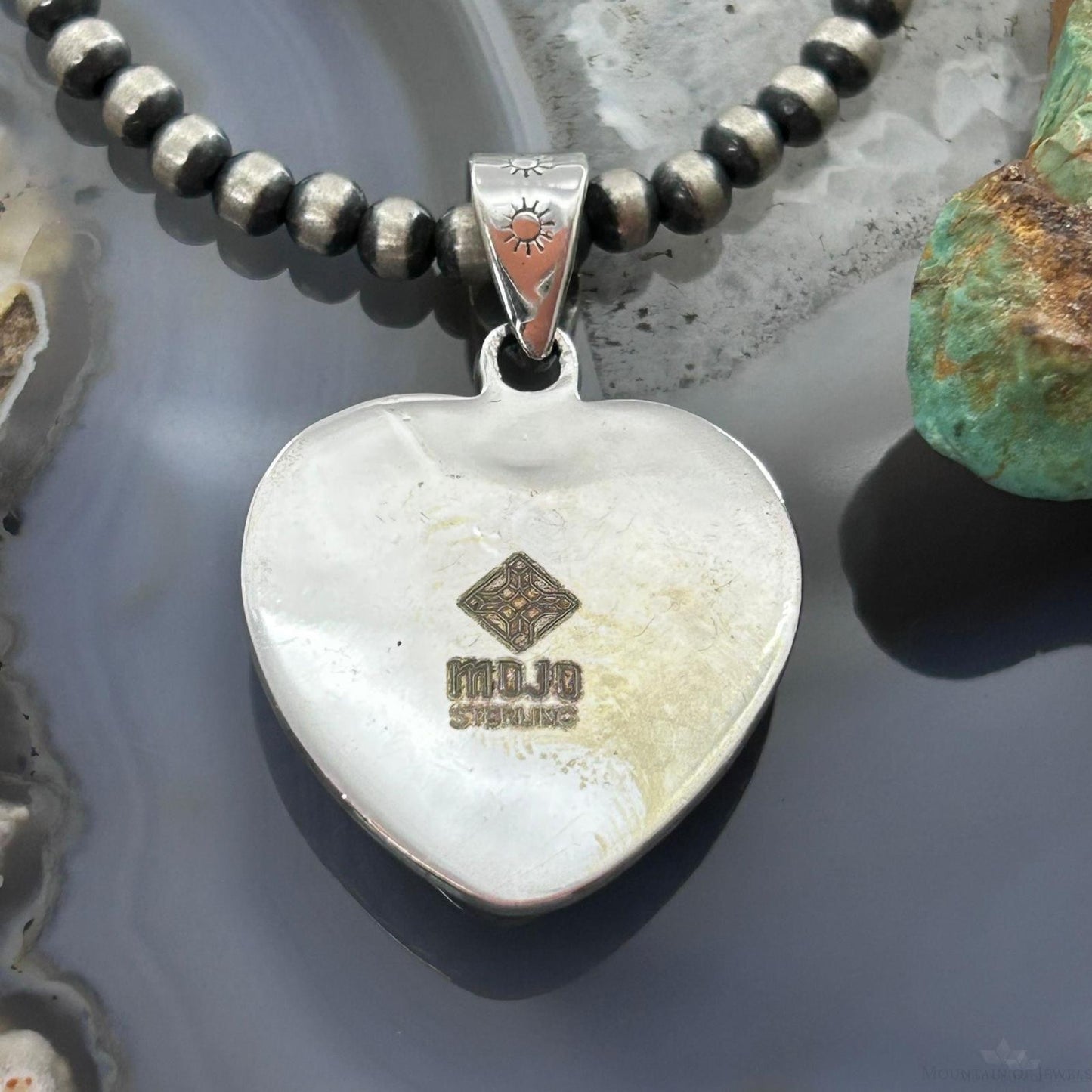 Sterling Silver Southwestern Style Phosphosiderite Heart Pendant For Women