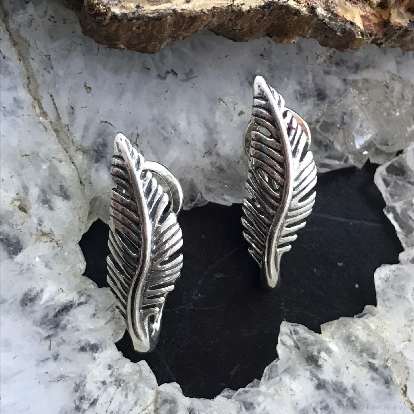 Carolyn Pollack Sterling Silver Detailed Feather Post Earrings For Women