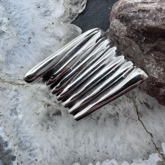 Sterling Silver Electroform Irregular Geometric Ring For Women, Taxco Mexico