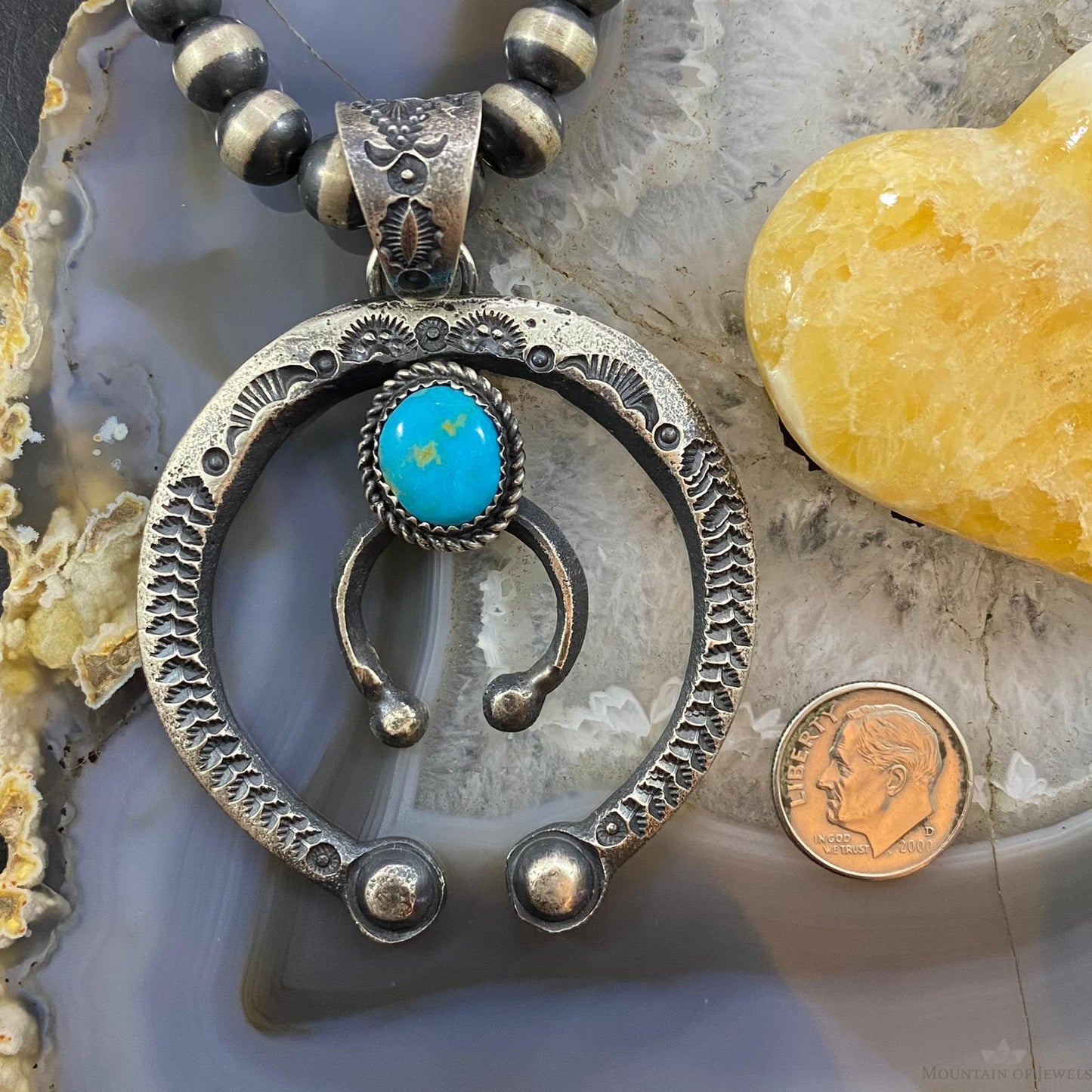 Eva & Linberg Billah Sterling Silver Turquoise Decorated Naja Unisex Pendant #21