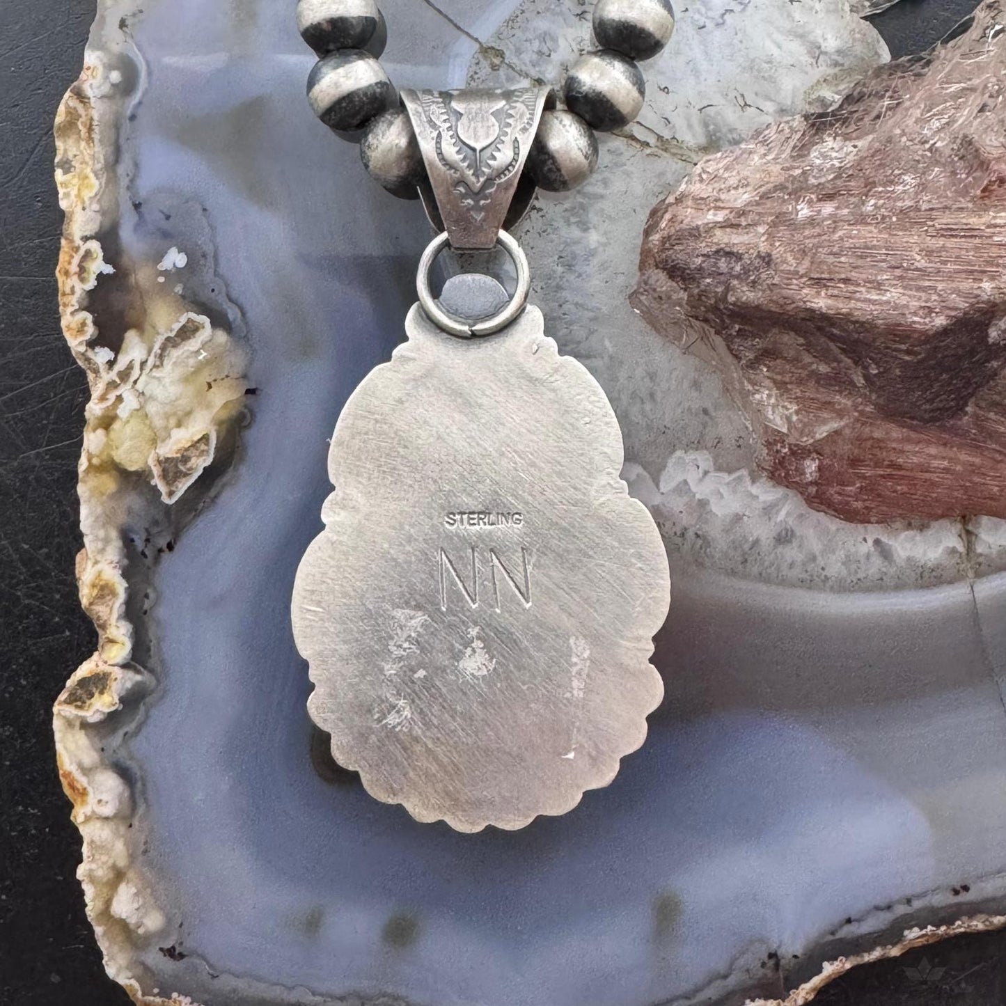 Native American Sterling Silver Teardrop Purple Phosphosiderite Pendant For Women