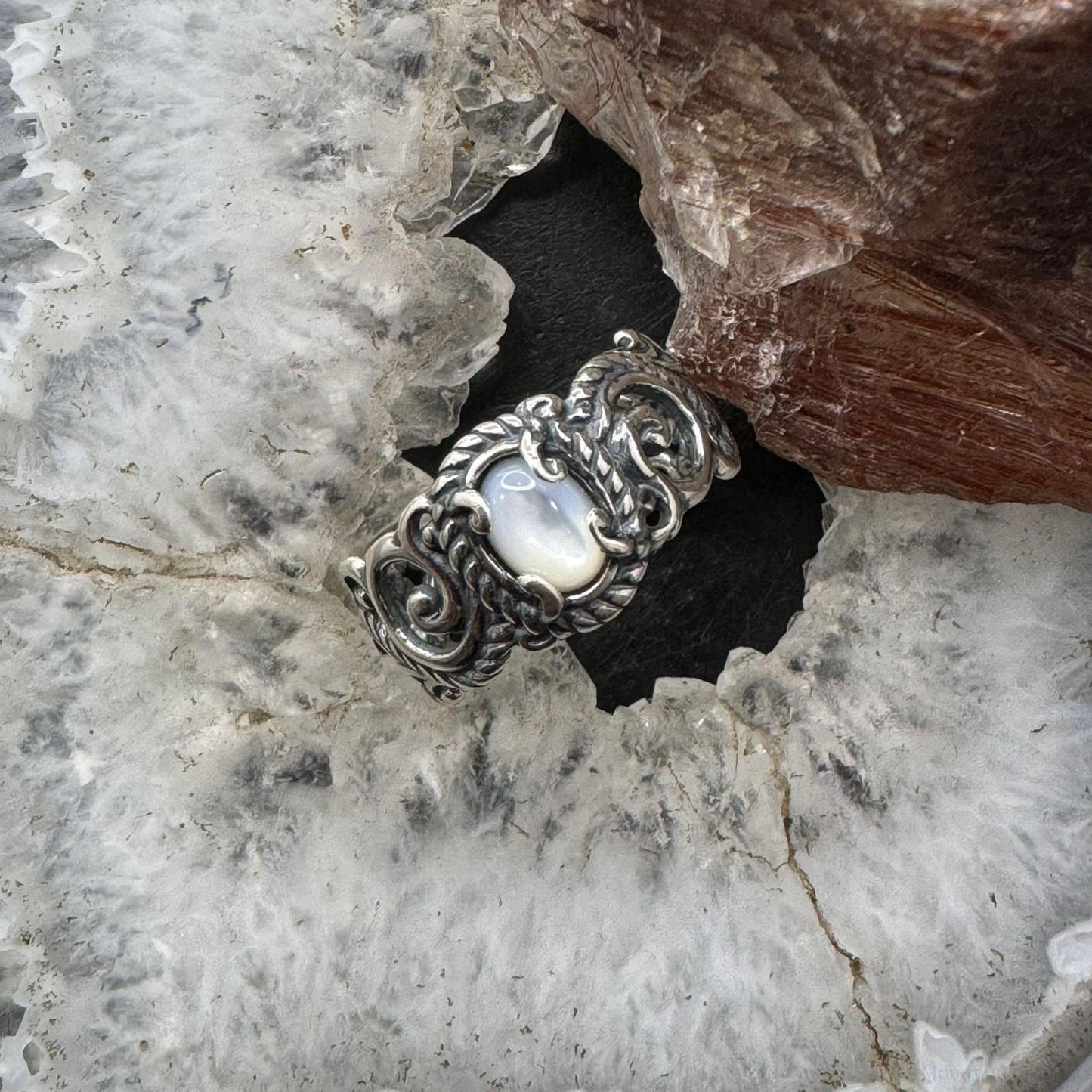 Carolyn Pollack Sterling Silver Oval Moonstone Decorated Ring For Women w/Size Variety
