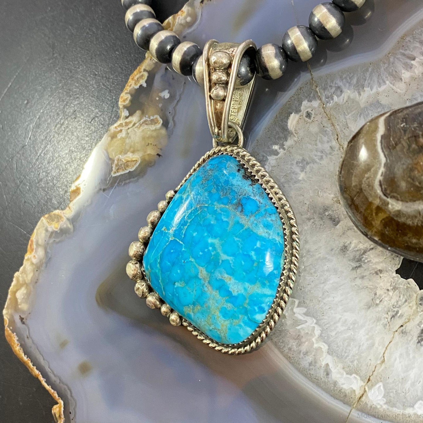 Daniel Etsitty Vintage Sterling Silver High Grade Turquoise Unisex Pendant