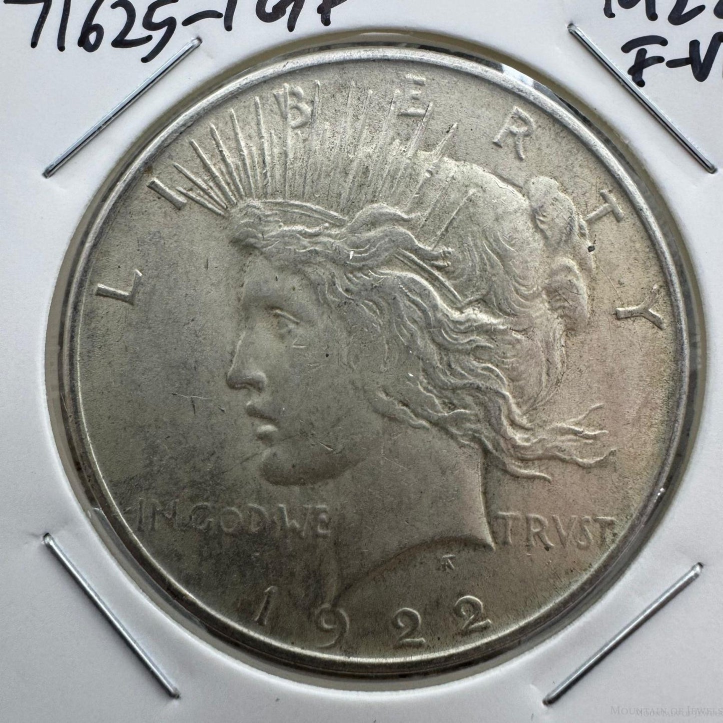 1922 US 90% Peace Silver Dollar F-VF #71625-1GP