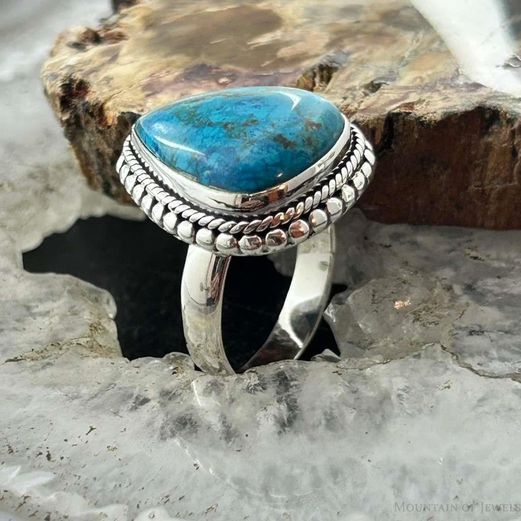 Sterling Silver Southwestern Style Teardrop Shattuckite Decorated Ring Size 7 For Women