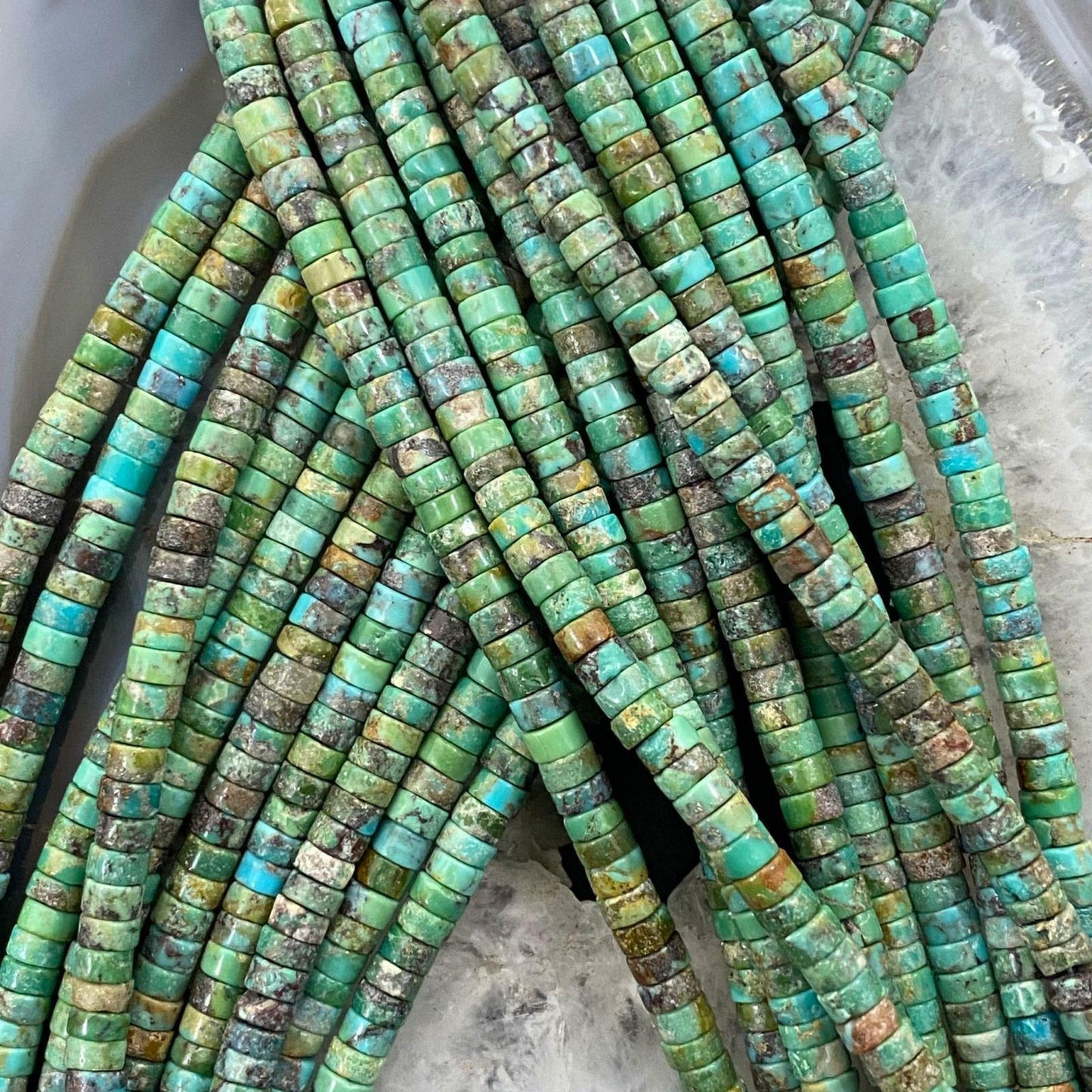 Turquoise Beads 4 mm Sterling Silver Necklace 16" For Women