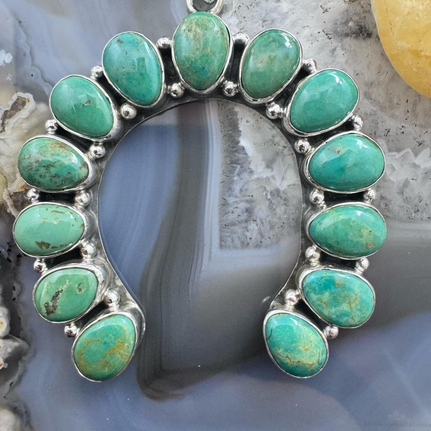 Sterling Silver Southwestern Style Turquoise Decorated Naja Pendant For Women