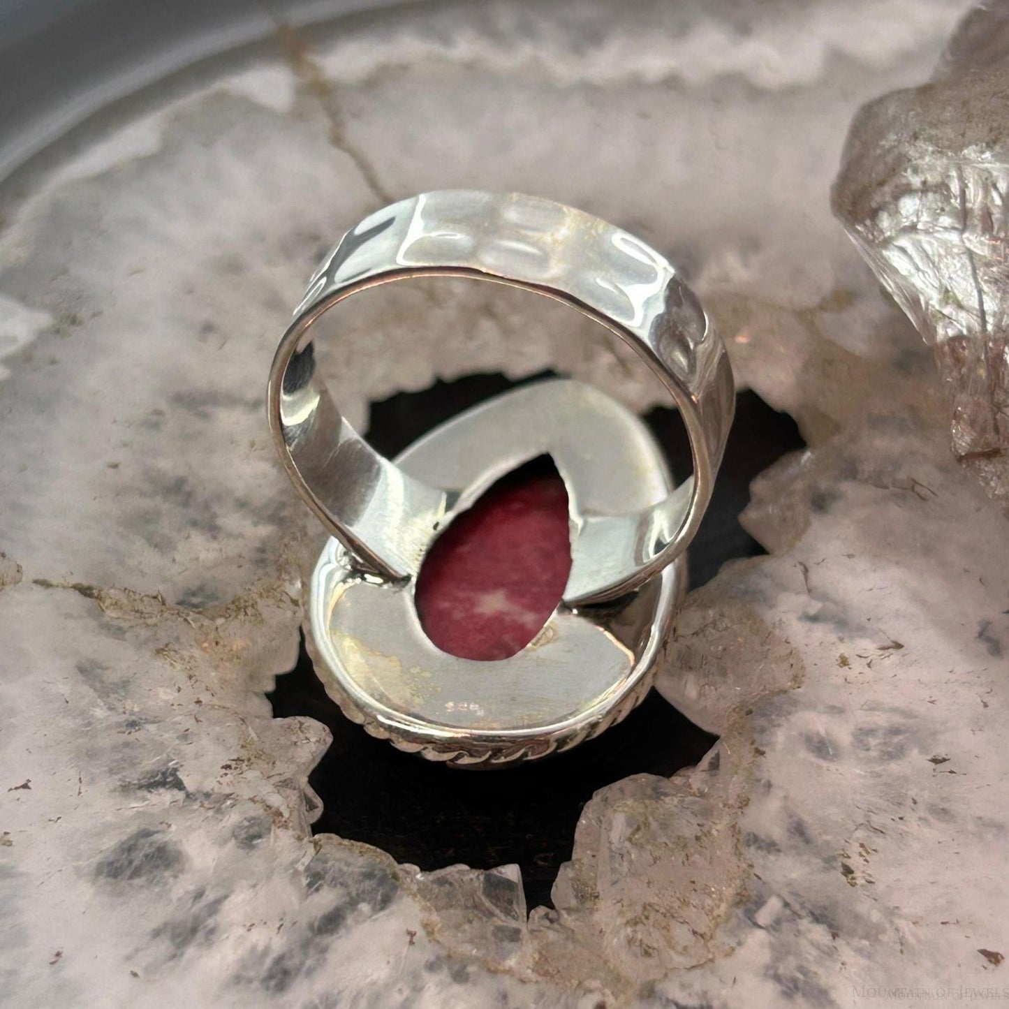 Sterling Silver Southwestern Style Teardrop Thulite Ring Size 9.75 For Women
