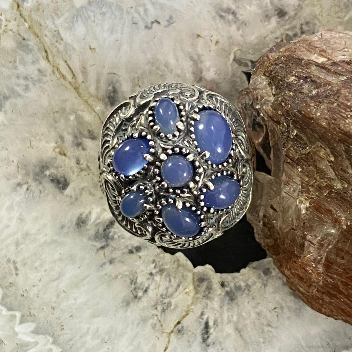 Carolyn Pollack Sterling Silver 7 Tanzanite Decorated Cluster Ring For Women