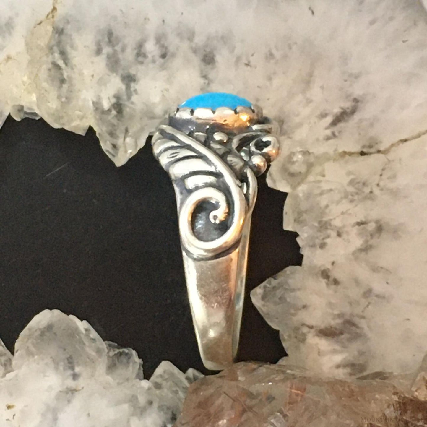 Carolyn Pollack Sterling Silver Oval Sleeping Beauty Turquoise Floral Ring For Women