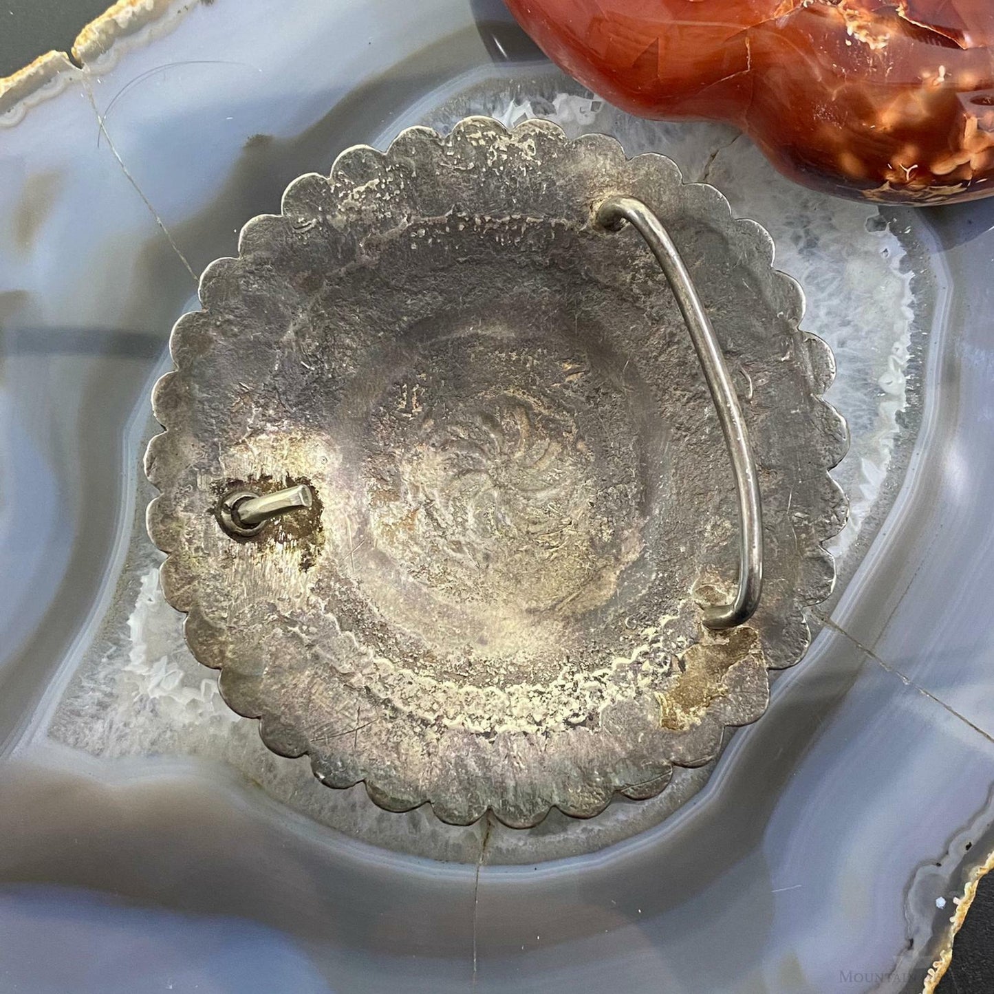 Vintage Native American Silver Rounded Stamped Belt Buckle For Men