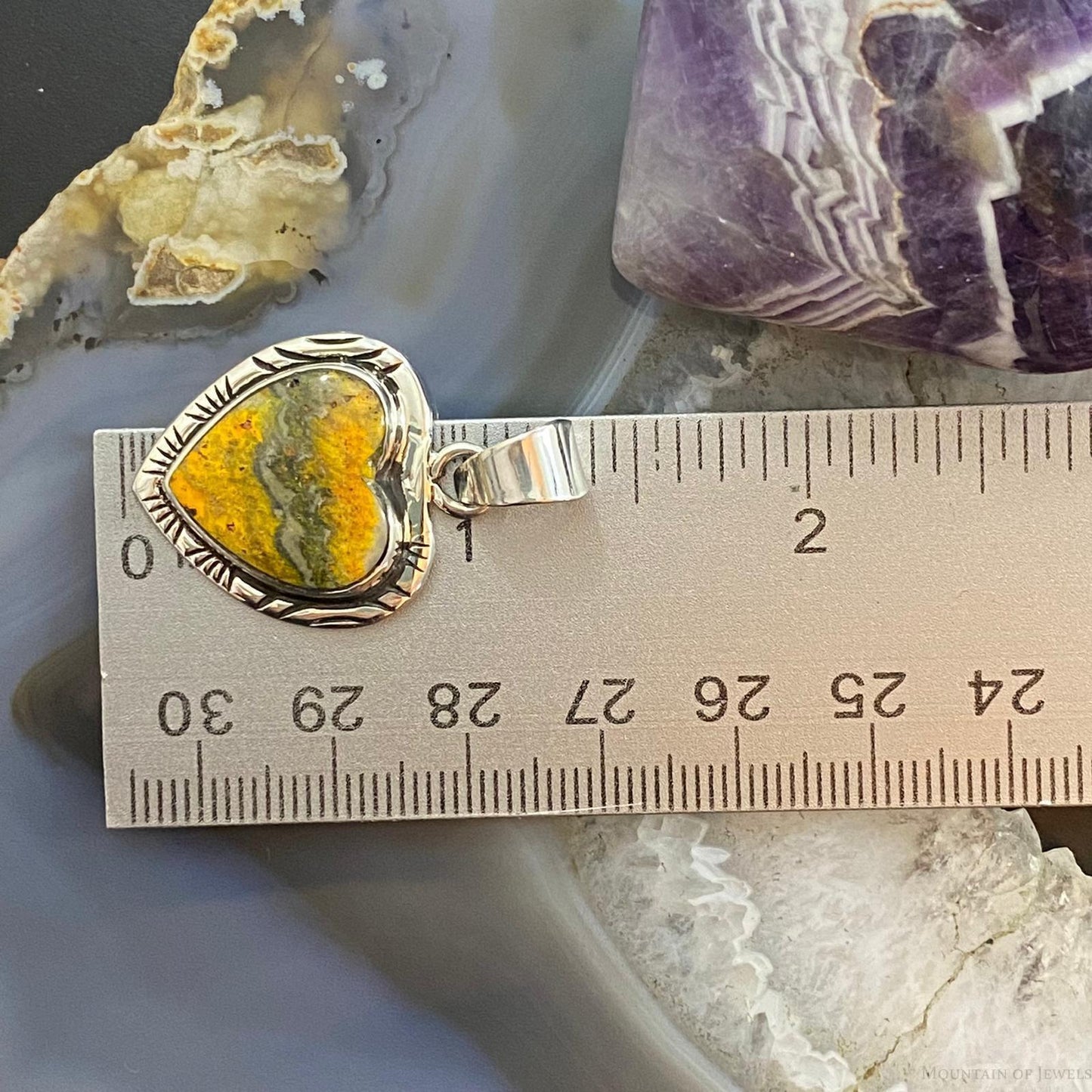 Native American Sterling Silver Bumblebee Jasper Heart Pendant For Women