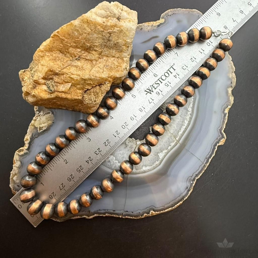 Copper 10.5 mm Navajo Pearl Beads Length 16" Necklace For Women