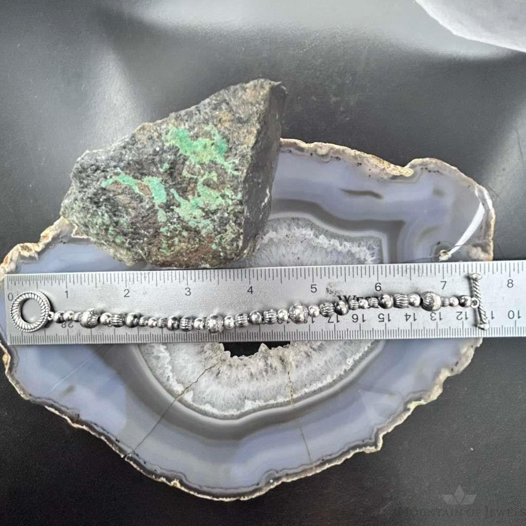 Carolyn Pollack Sterling Silver Navajo Pearl Style Beads Bracelet 7" w/Toggle For Women