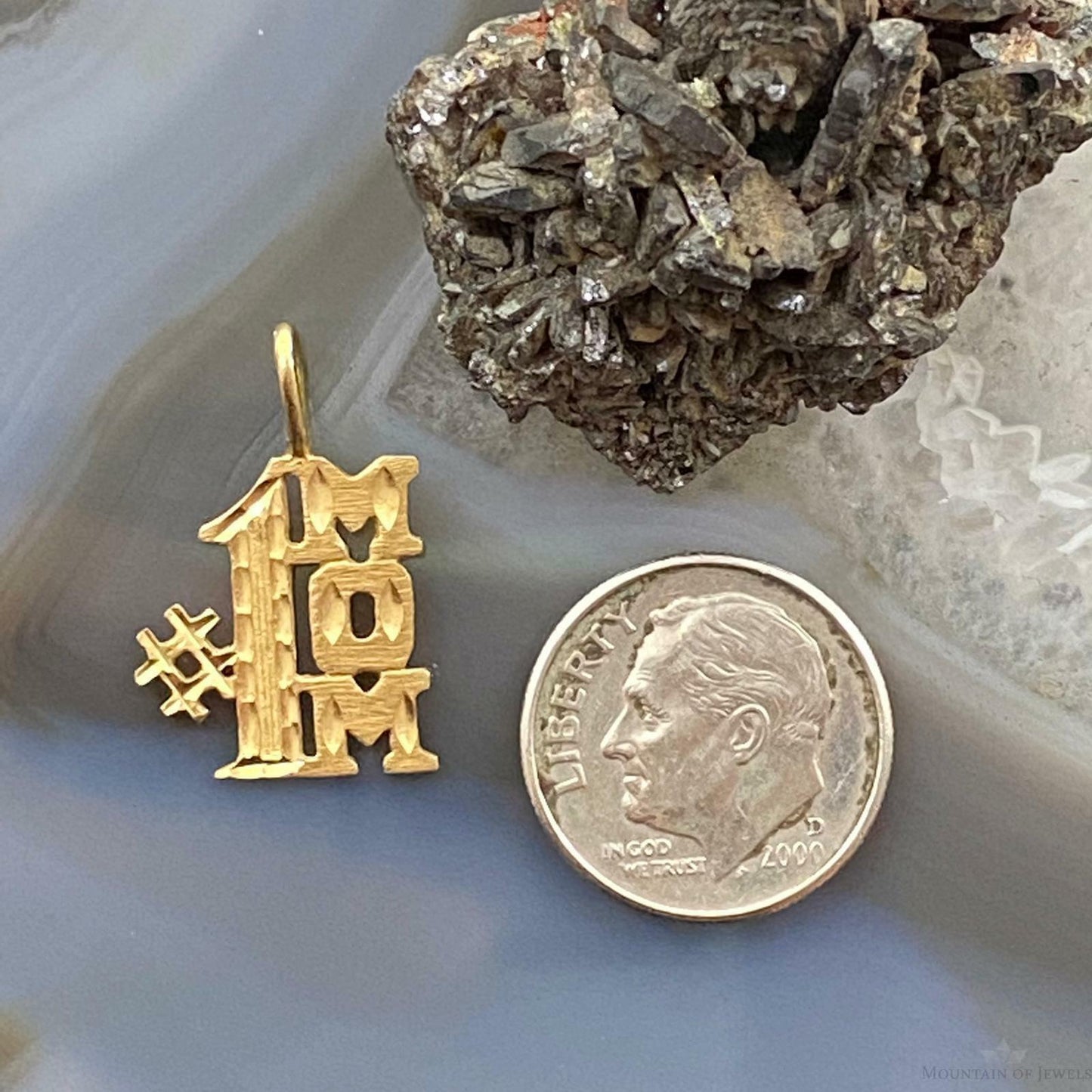 14K Yellow Gold "# 1 Mom" Charm For Women