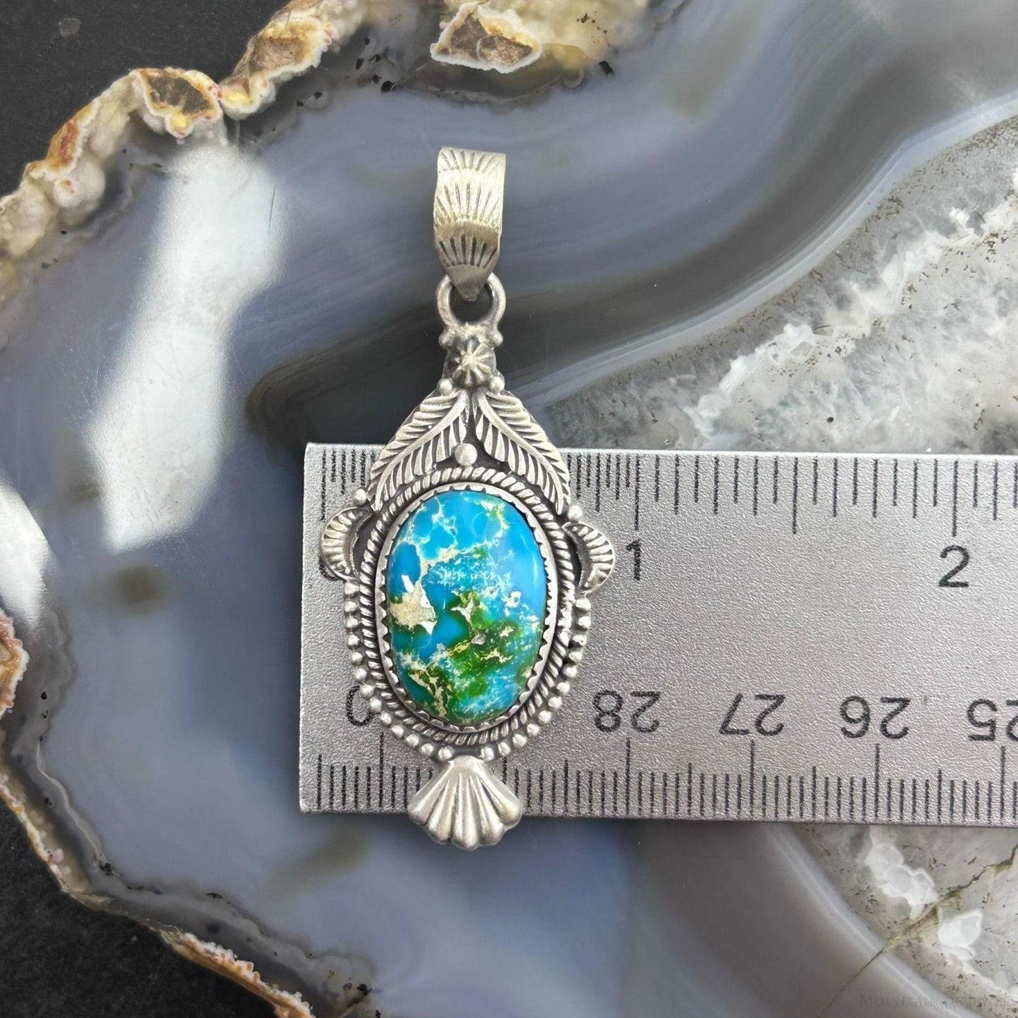 Sterling Silver Southwestern Style Sonora Gold Turquoise Decorated Pendant For Women