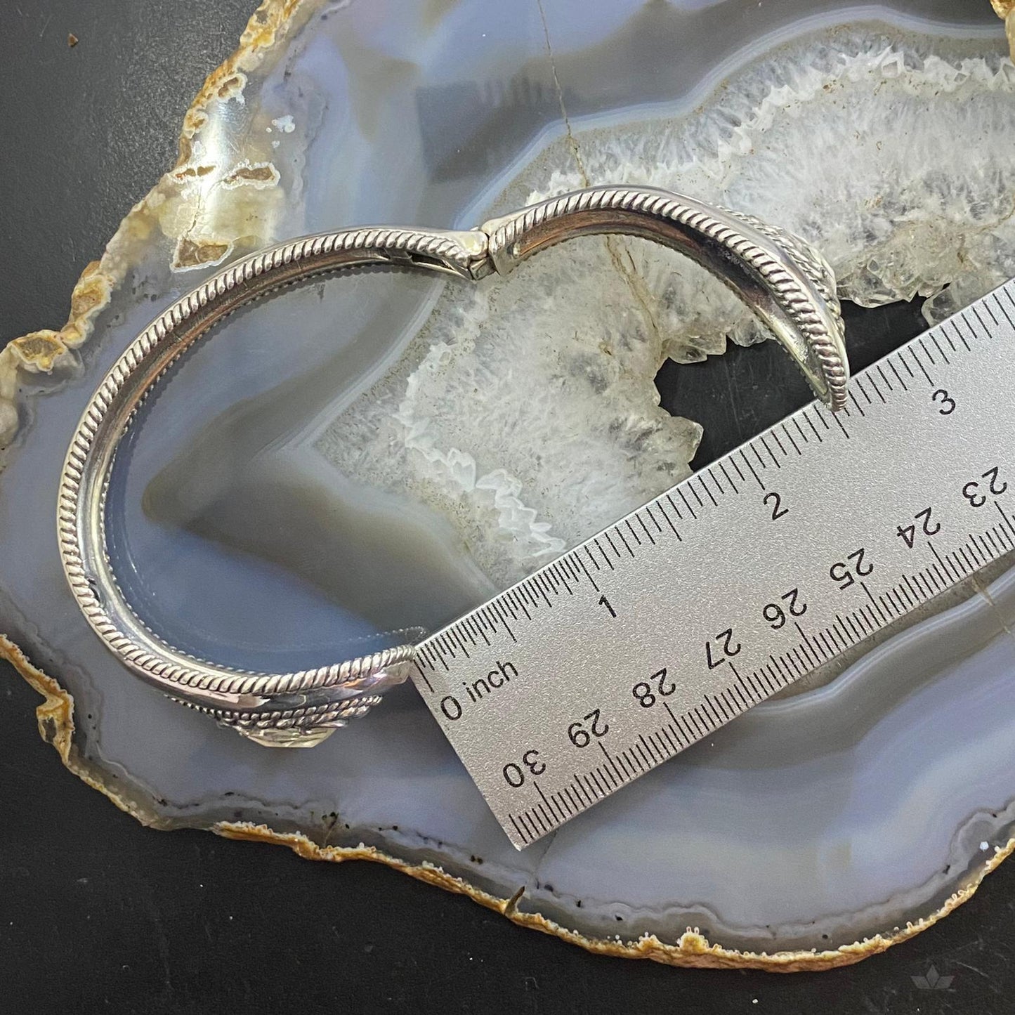 Carolyn Pollack Sterling Silver Mother of Pearl Doublet Decorated Hinged Bracelet