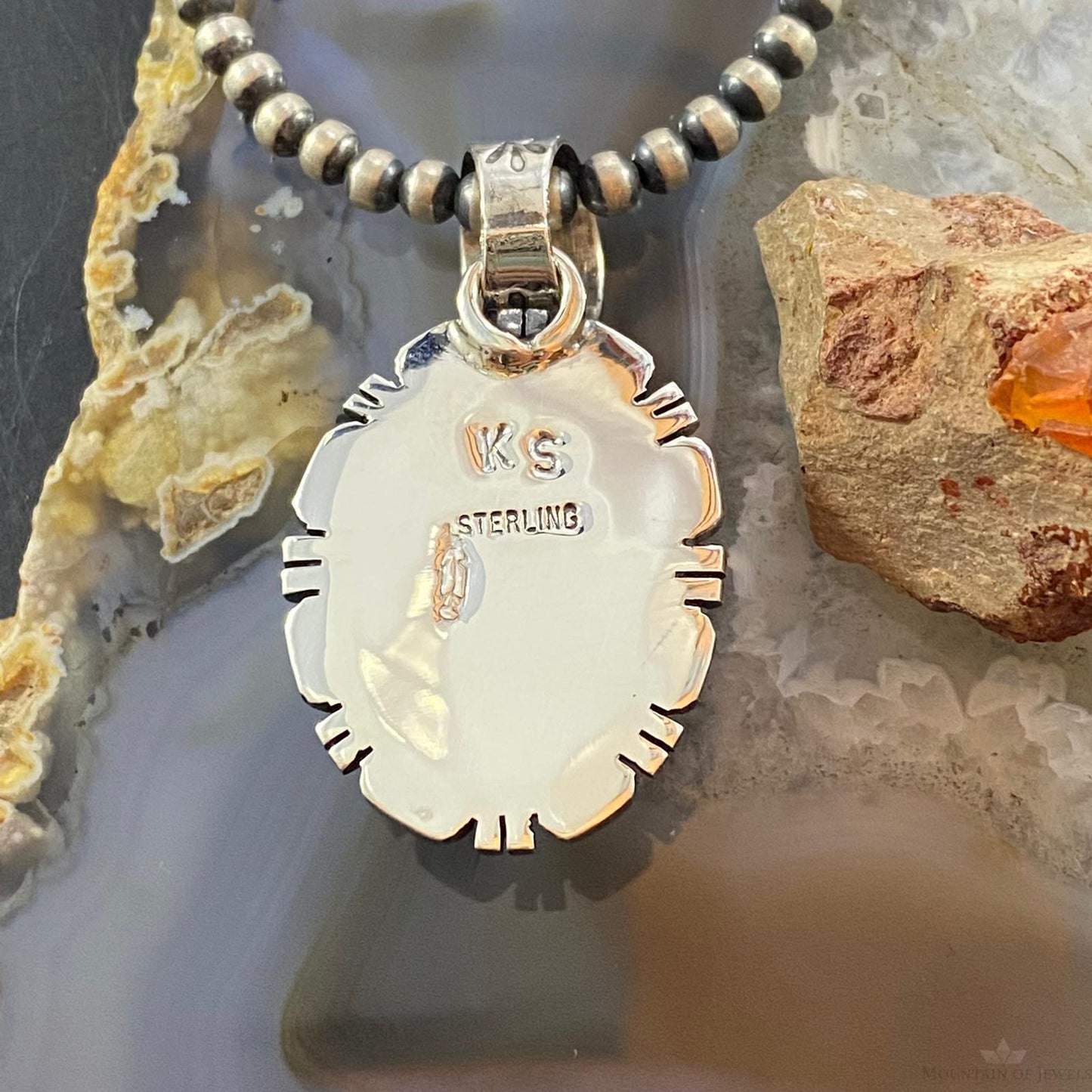 Native American Sterling Silver Oval Charoite Decorated Pendant For Women