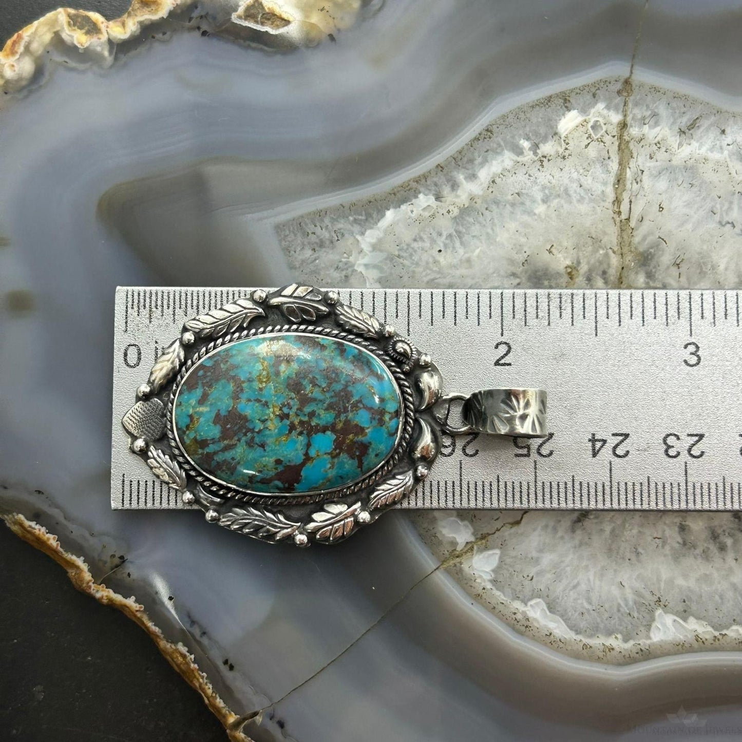 Sterling Silver Southwestern Style Oval Turquoise Pendant For Women #10